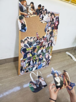 情報ビジネス学科思いで写真コラージュ作成中♪