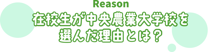 在校生が中央農業大学校を選んだ理由とは？