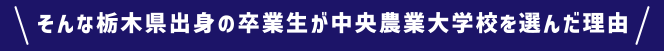 そんな栃木県出身の卒業生が中央農業大学校を選んだ理由