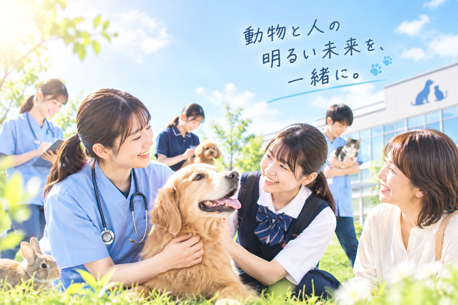 愛玩動物看護師と犬が寄り添う温かいイメージ