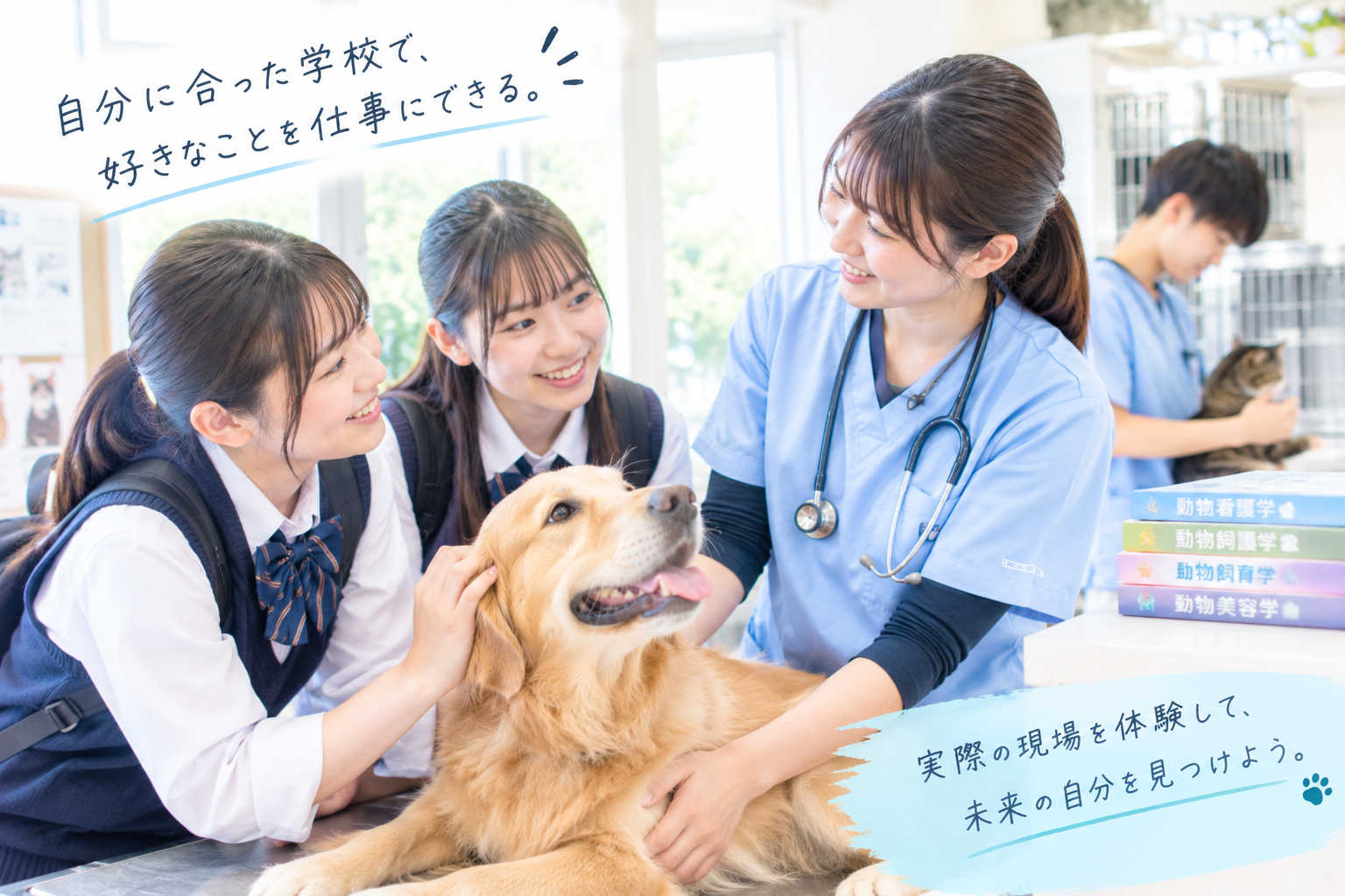動物看護学生が実習を行っている学校の様子